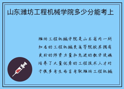 山东潍坊工程机械学院多少分能考上